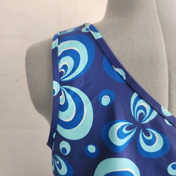 Frankie's Bikinis Syd One Shoulder Sexy Cut-Out Bikini Top Amulet Blue Large - Picture 9 of 13